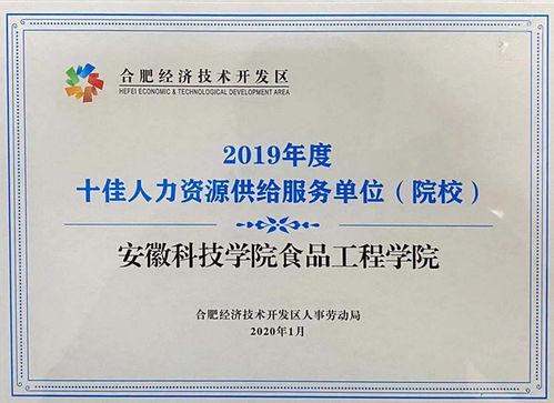 食品工程学院荣获合肥经开区十佳人力资源供给服务单位